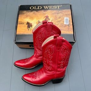 Old West Kids Red Cowboy boots size 3 Youth!